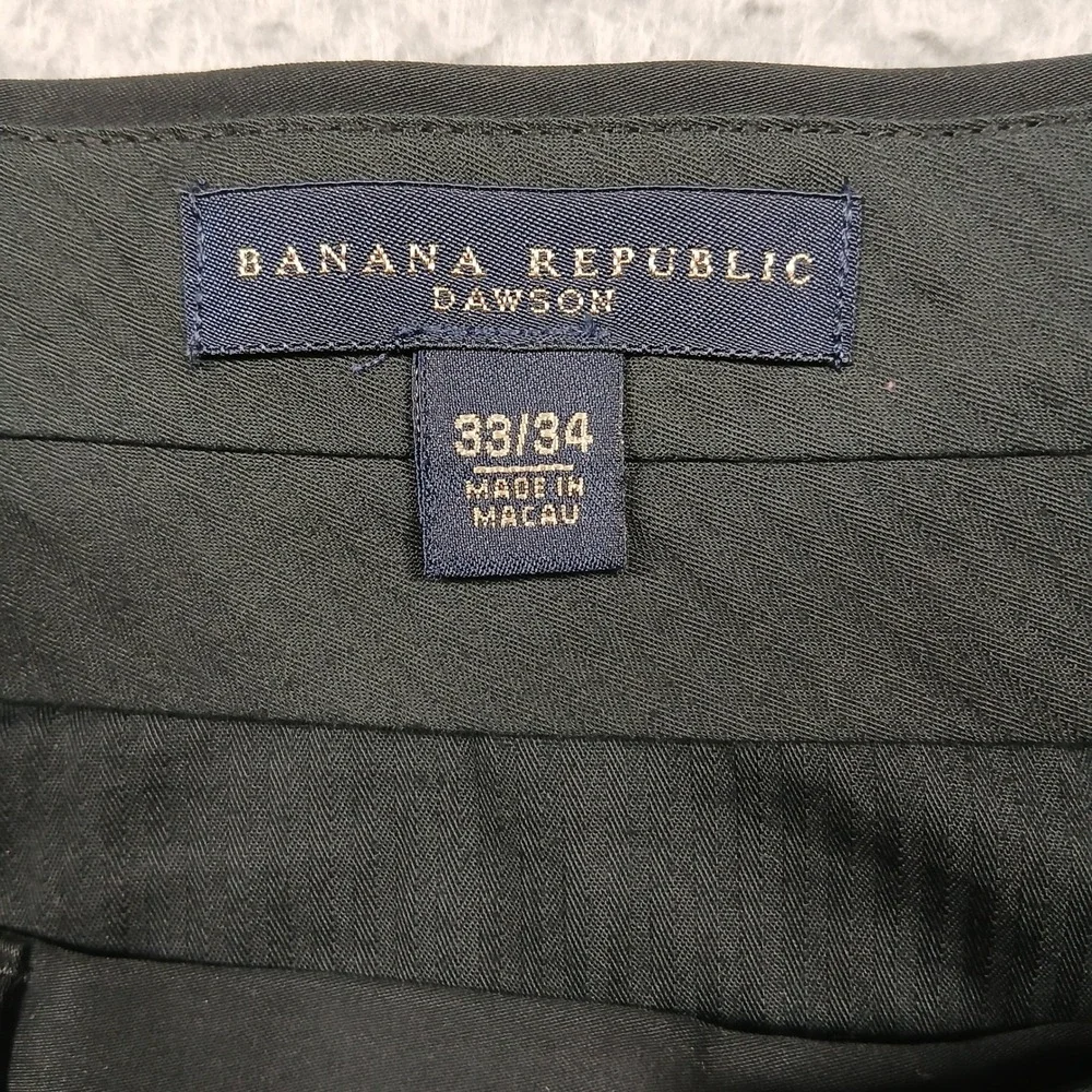 Banana Republic Dawson‎ Pants Mens 33x34 Black Cotton Flat Front
